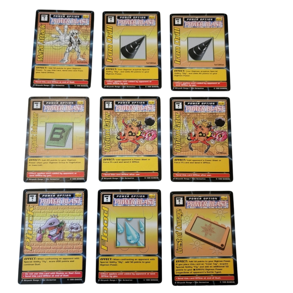 (9) 1999 Bandai DIGIMON Power Blast Trading Card Lot